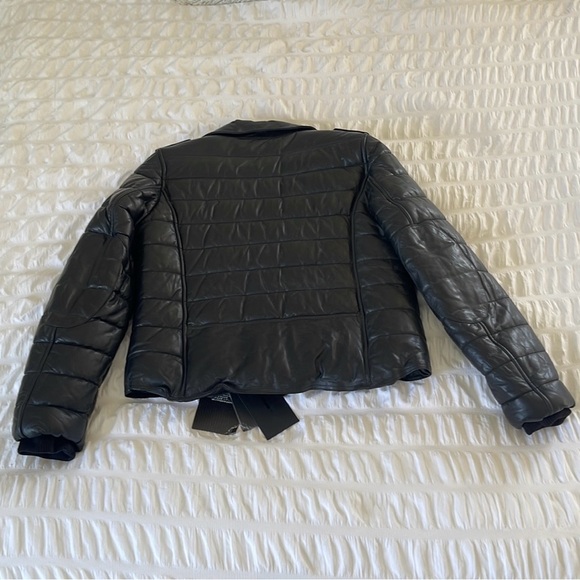 Alexander Wang for H&M leather black puffer Moto/ biker jacket size 6 - Picture 2 of 7